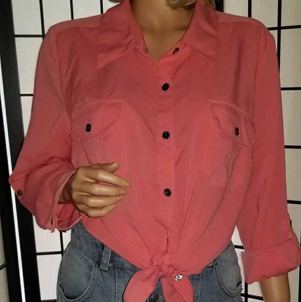 Covington Blouse - Peach/Coral - XL